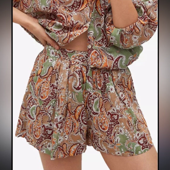 Mango Pants - NWT Mango Printed Cotton Shorts Size Small